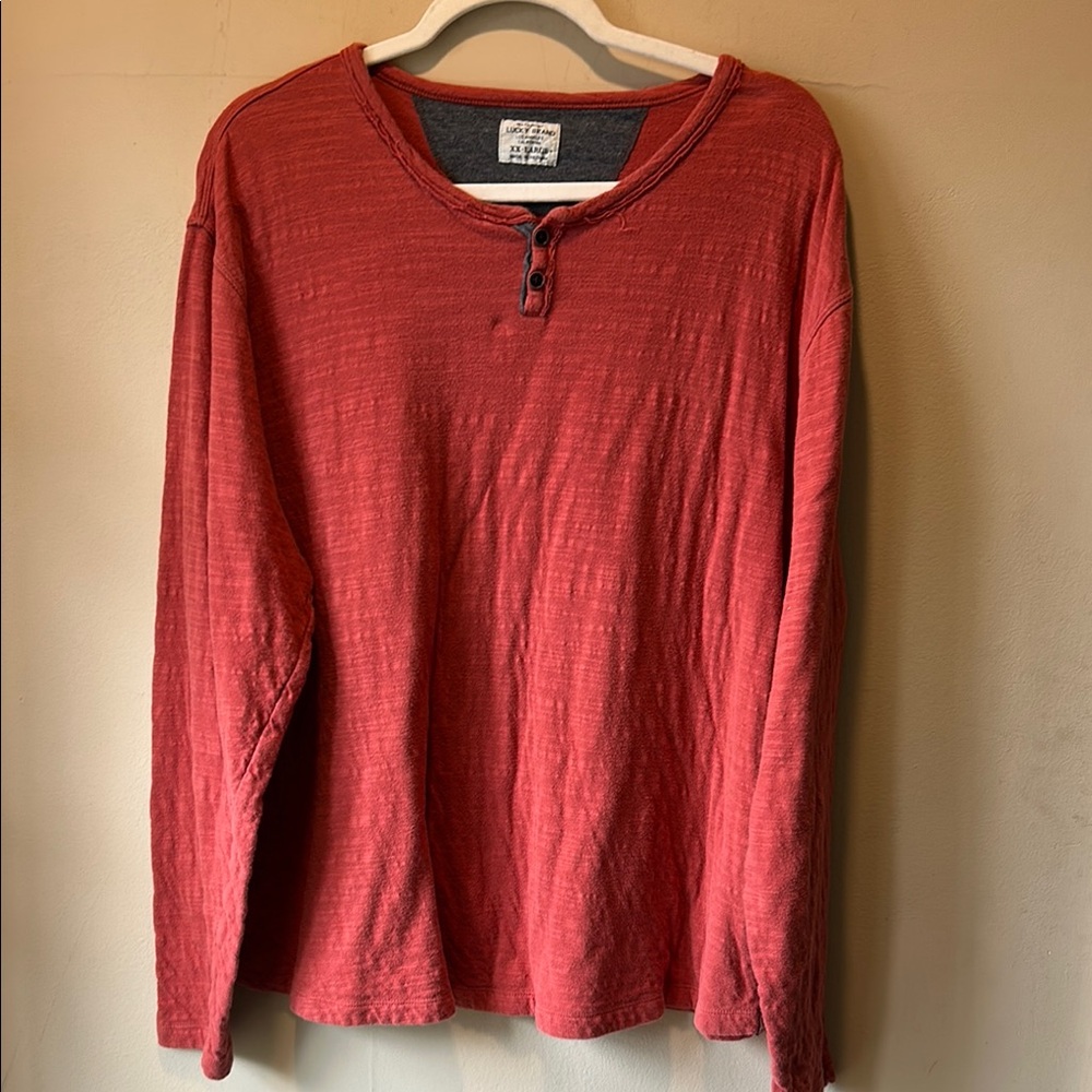Lucky Brand Red Long Sleeve Tee Casual Comfort